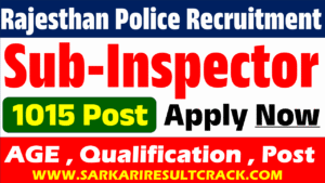 Rajasthan Police Sub Inspector Recruitment 2025