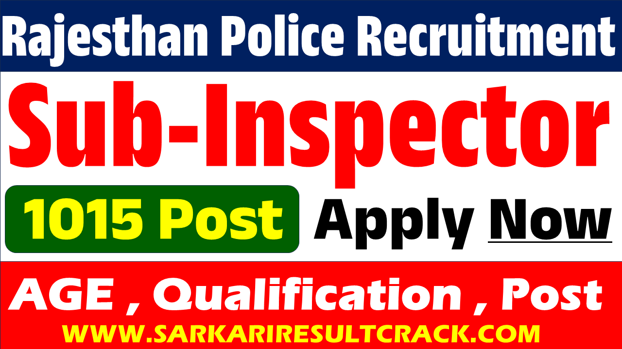 Rajasthan Police Sub Inspector Recruitment 2025