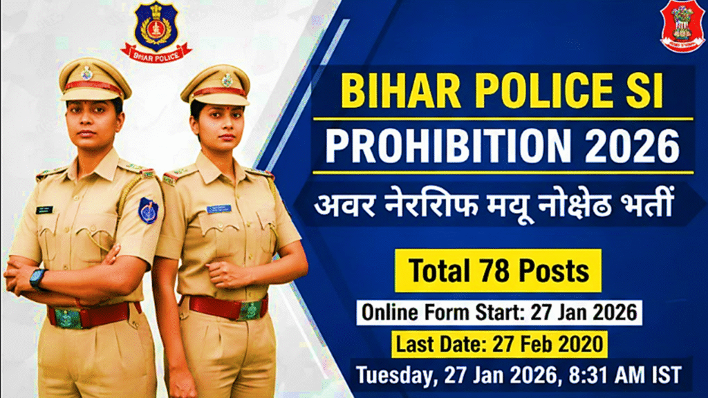 Bihar Police Sub-Inspector Prohibition Online Form 2026